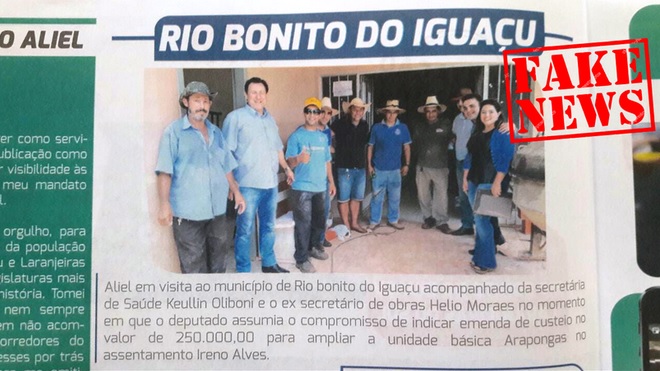 Aliel Machado distribui informação falsa sobre investimento em UBS de Rio Bonito do Iguaçu